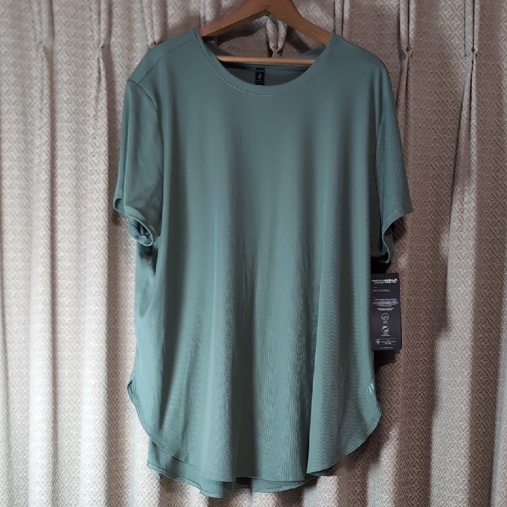 NWT Women's Size 3X Skechers Go Walk Green Luxe Rib Tunic Tee